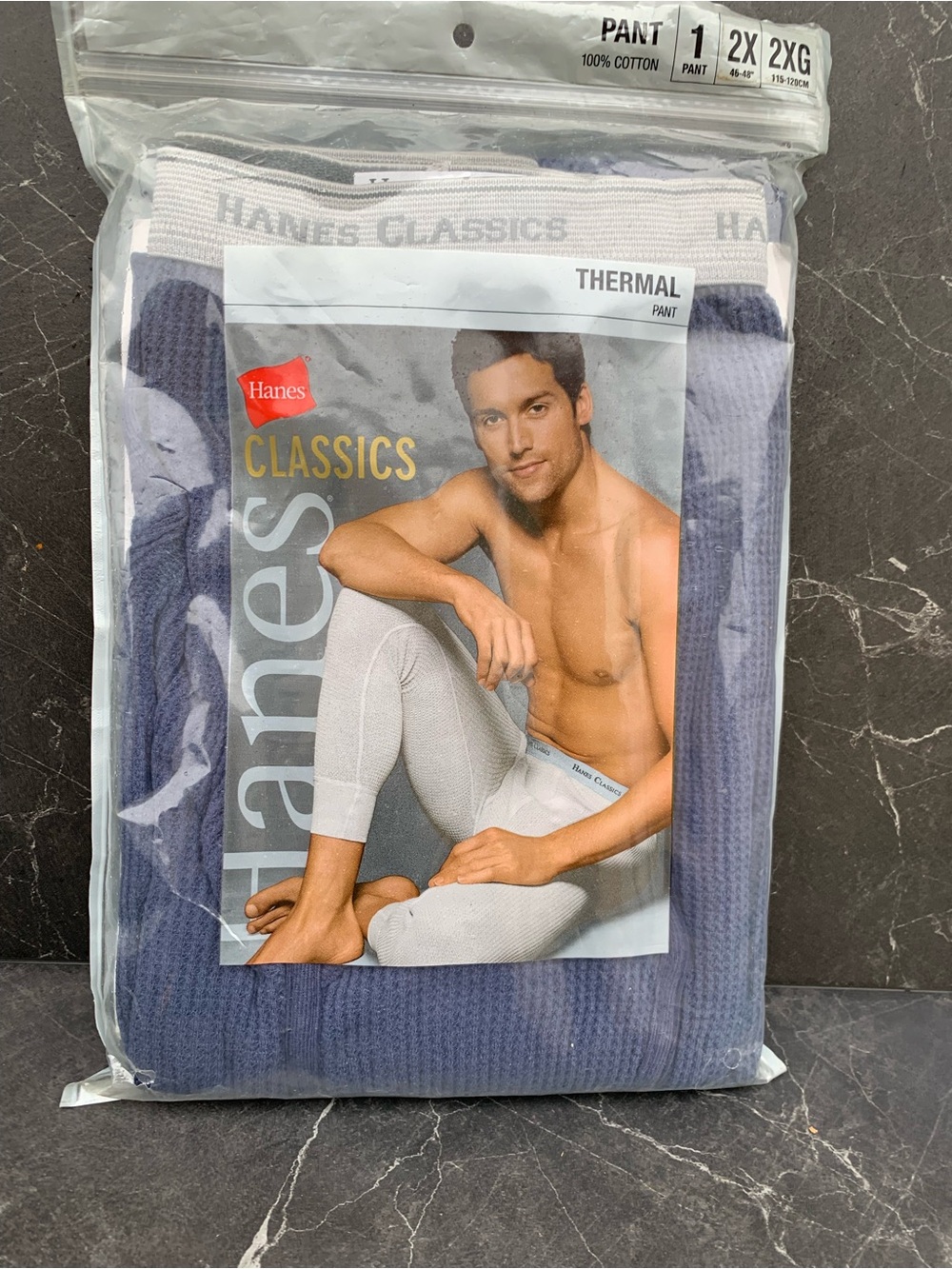 Hanes Classics Men’s Thermal Pants - Navy size 2X